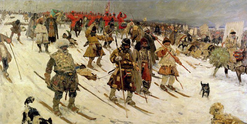 Sergej Ivanov: Pochod vojska Moskevské Rusi v 16. století (1903). Zdroj: Wikimedia Commons.