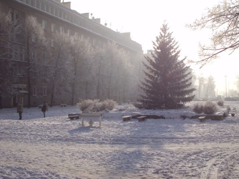 Krakov, Nová Huť, náměstí v zimě. Foto Josef Mlejnek jr.