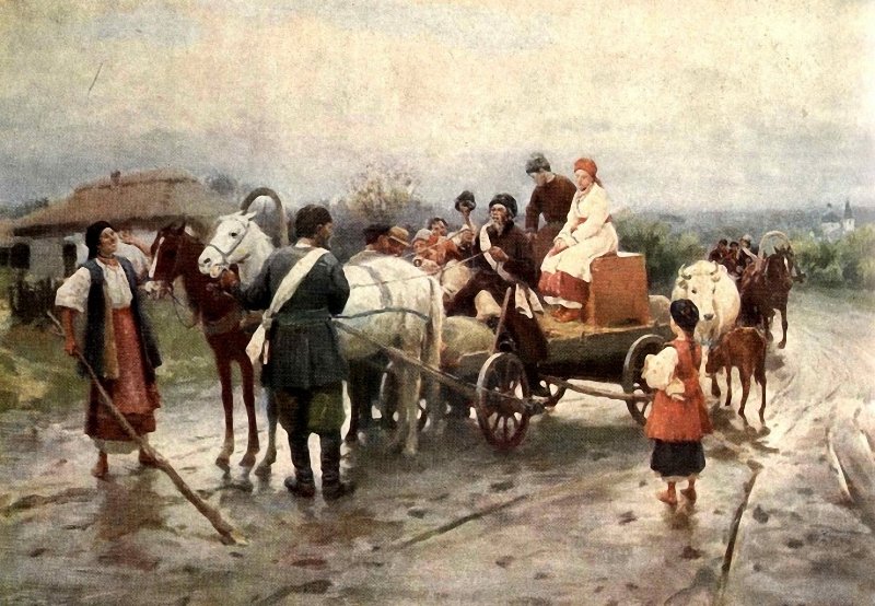 Mykola Pymonenko: Ukrajinská svatba (1908). Zdroj: Wikimedia Commons.